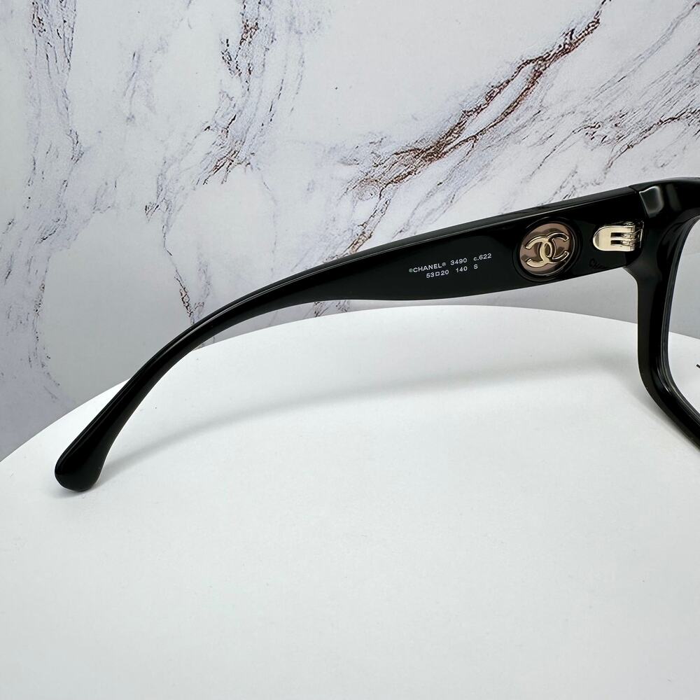 New CHANEL Eyeglasses Black 53mm Glasses Butterfly Gold CC Womens - Picture 7 of 16